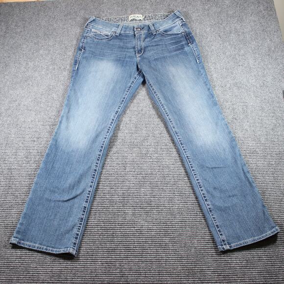 Ariat Jeans Womens 33 Blue Rainstorm Real Straight Stretch - Picture 2 of 13